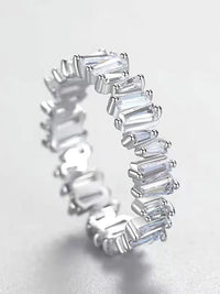Eternity Ring Bands 925 Sterling Silver Irregular Baguette Zircon Luxury Statement Rings Wedding and Cocktail Rings Trending KESLEY