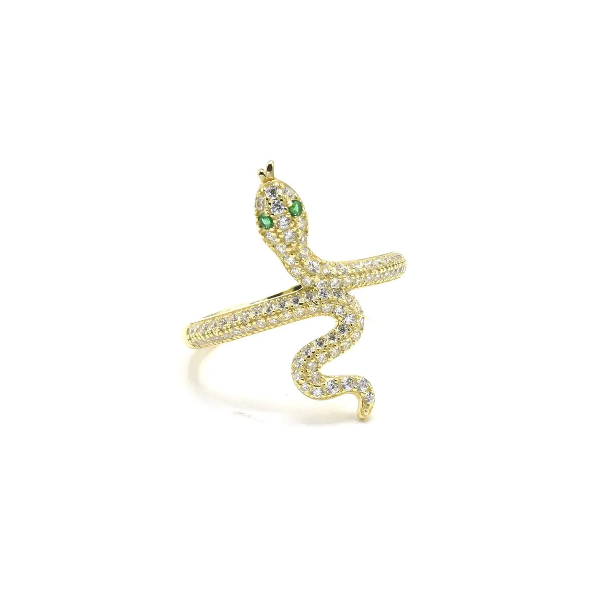 Rings, gold plated, snake ring, rhinestone, diamond cz, green eye diamond snake ring, cubic zirconia, waterproof, .925 sterling silver, nickel free rings, designer, luxury snake ring, sparkly snake rings kesley boutique