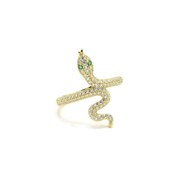 Rings, gold plated, snake ring, rhinestone, diamond cz, green eye diamond snake ring, cubic zirconia, waterproof, .925 sterling silver, nickel free rings, designer, luxury snake ring, sparkly snake rings kesley boutique