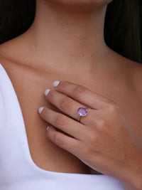 KESLEY Solitaire Oval Birthstone Ring 925 Sterling Silver Natural Oval Gemstone Engagement and Cocktail Luxury Ring KESLEY