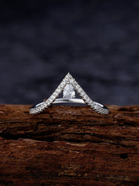 Sparkling Chevron Triangle Ring 925 Sterling Silver Cubic Zirconia Luxury Ring KESLEY