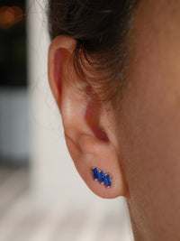 earrings, sapphire earrings, cartilage blue diamond earrings, small stud earrings, tiny stud earrings, baguette diamond stud earrings, real sterling silver earrings, real gold plated earrings, real jewelry, cute earrings, cute jewelry, viral jewelry, earrings ideas, minimalist tiny stud earrings, waterproof jewelry, kesley jewelry, instagram jewelry brands, holiday gift ideas, green and gold earrings fine jewelry, tarnish free jewelry, designer jewelry 
