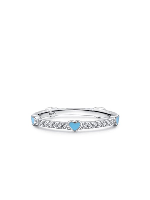 Tiny Heart Colorful Enamel Diamond CZ Ring Band