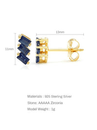 Tiny Irregular Baguette Stud Earrings Sterling Silver 18K Gold Plated Hypoallergenic Cartilage Fine Jewelry KESLEY