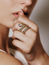 Wrap Around Adjustable Ring Pear Shape Cubic Zirconia 18K Gold Plated - KESLEY